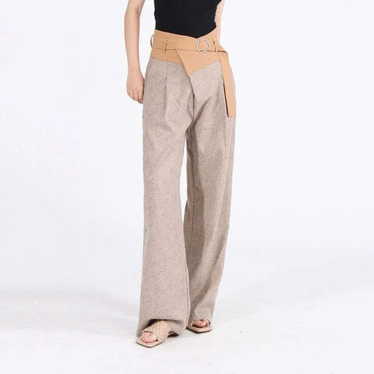 Women's high-waisted, wide-leg colour block pants in a stylish design