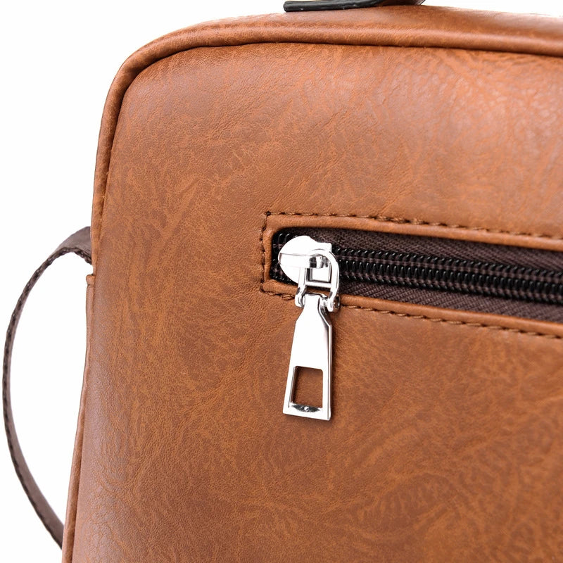 Stylish and practical one-shoulder messenger bag made from premium PU leather with multiple internal pockets and compartments for organised storage.