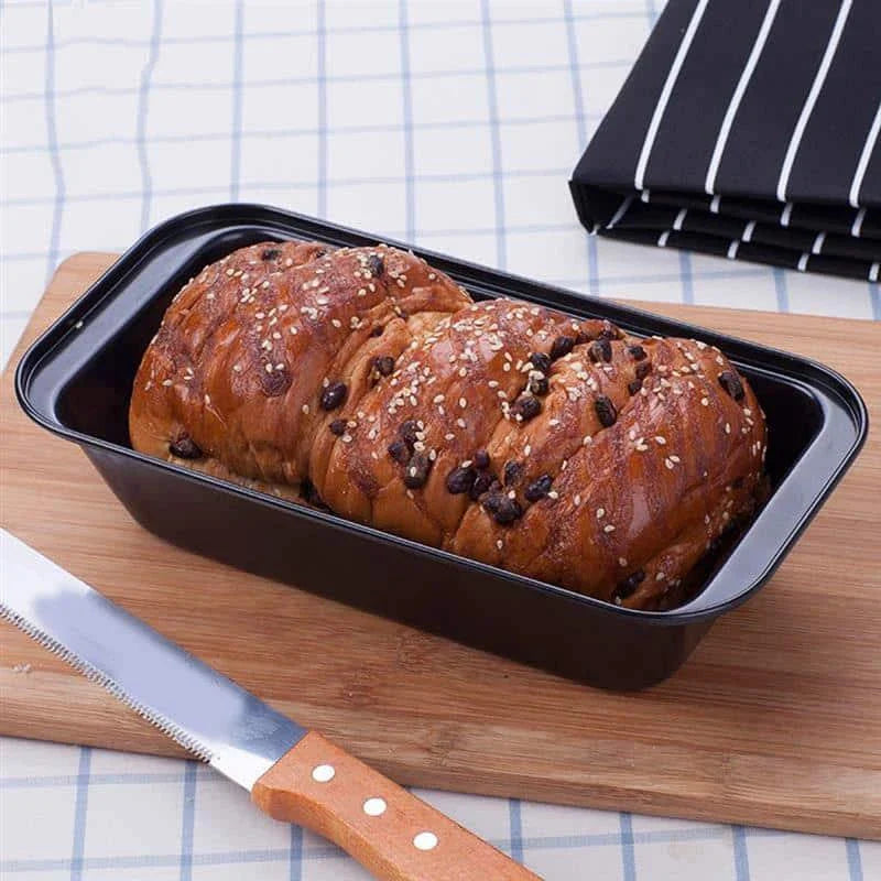 Trendha Rectangular Loaf Pan in black color, featuring a non-stick surface and durable tinplate construction for reliable baking in Kiwi kitchens.