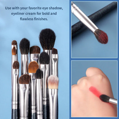 Versatile 13-Piece Eye Makeup Brush Set with Premium Natural and Synthetic Bristles for Seamless Blending, Precise Lining, and Natural Brow Grooming