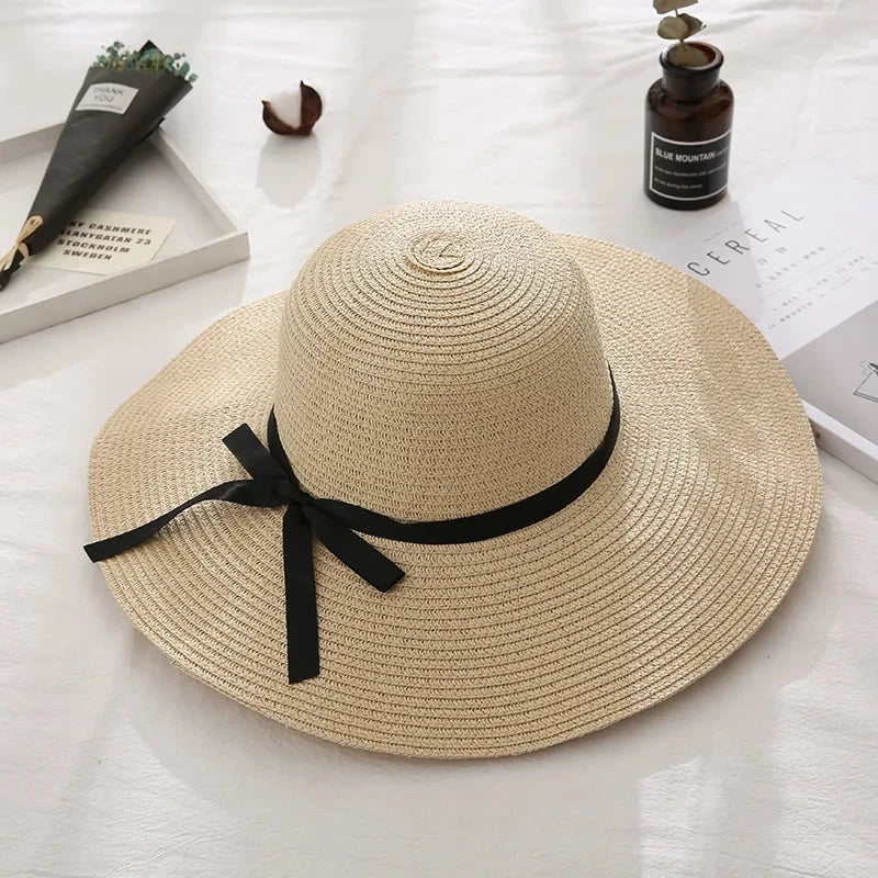 Fashionable summer straw hat for Kiwi women with wide brim and bow detail for sun protection and stylish look