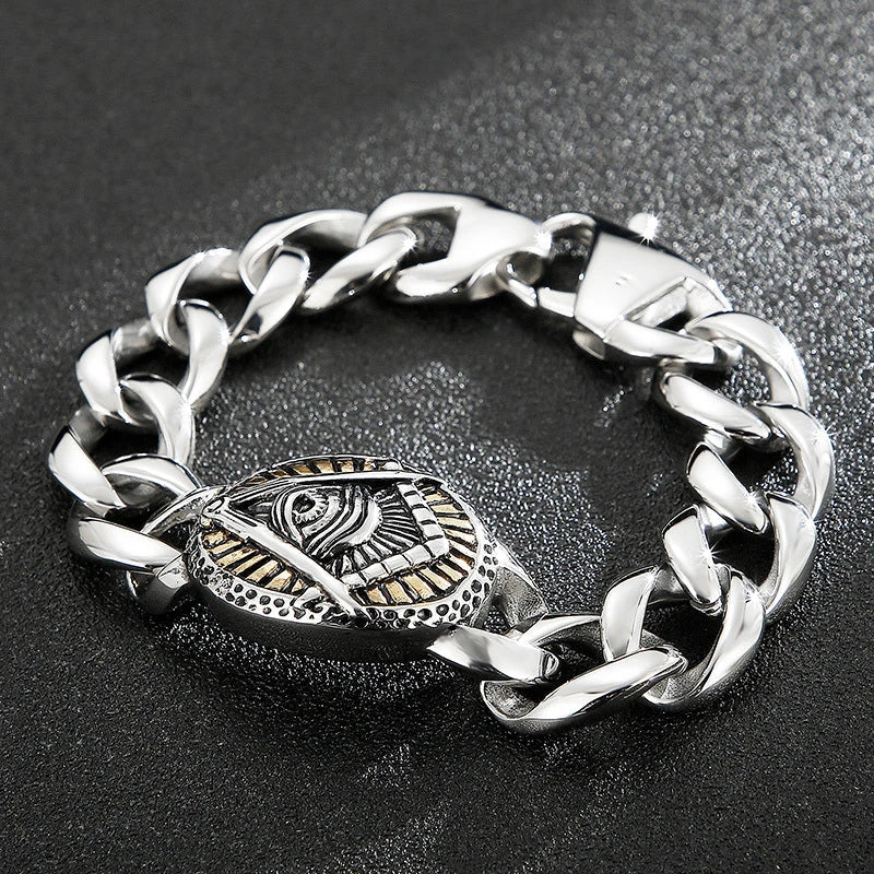 Stylish stainless steel bracelet with a geometric design, showcasing a modern and bold Kiwi-inspired accessory
