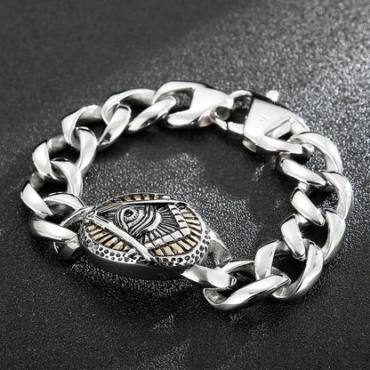 Stylish stainless steel bracelet with a geometric design, showcasing a modern and bold Kiwi-inspired accessory