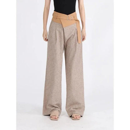 Women's high-waisted, wide-leg colour block pants in a stylish design