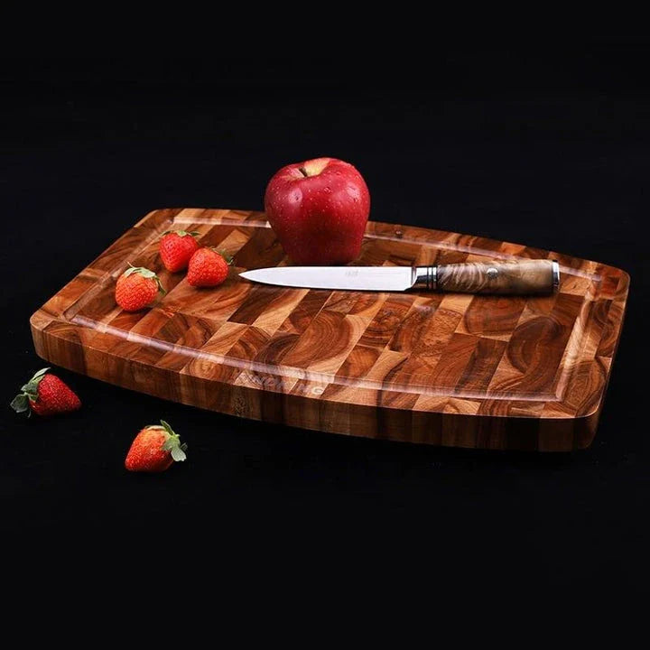 Premium Acacia Cutting Board crafted in New Zealand, featuring a smooth, non-porous surface and natural antibacterial properties for easy, hygienic food preparation.