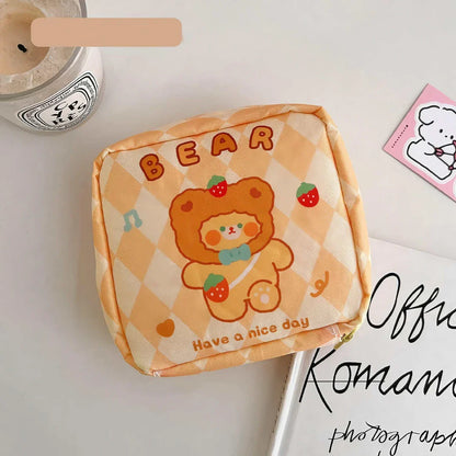 Adorable cartoon nylon cosmetic bag with a secure zipper closure and compact design, perfect for Kiwi consumers to organise their daily essentials.