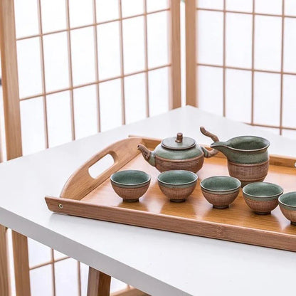 A beautiful, natural bamboo serving tray with a warm brown hue, perfect for hosting and organizing in any Kiwi kitchen.