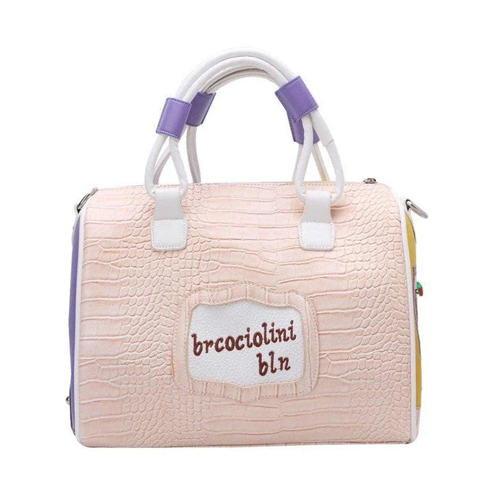 Stylish Kiwi-inspired tote bag with cartoon embroidery, versatile and spacious for everyday use