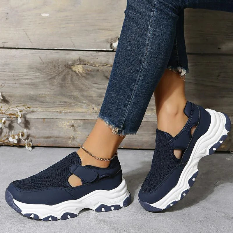 Stylish mesh sports shoes for women in various vibrant colours, featuring a breathable mesh upper and suede detailing for comfortable outdoor wear