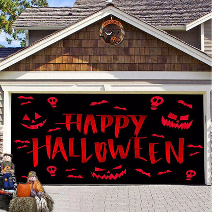 Halloween Hanging Cloth Garage Door Backdrop in abstract geometric pattern