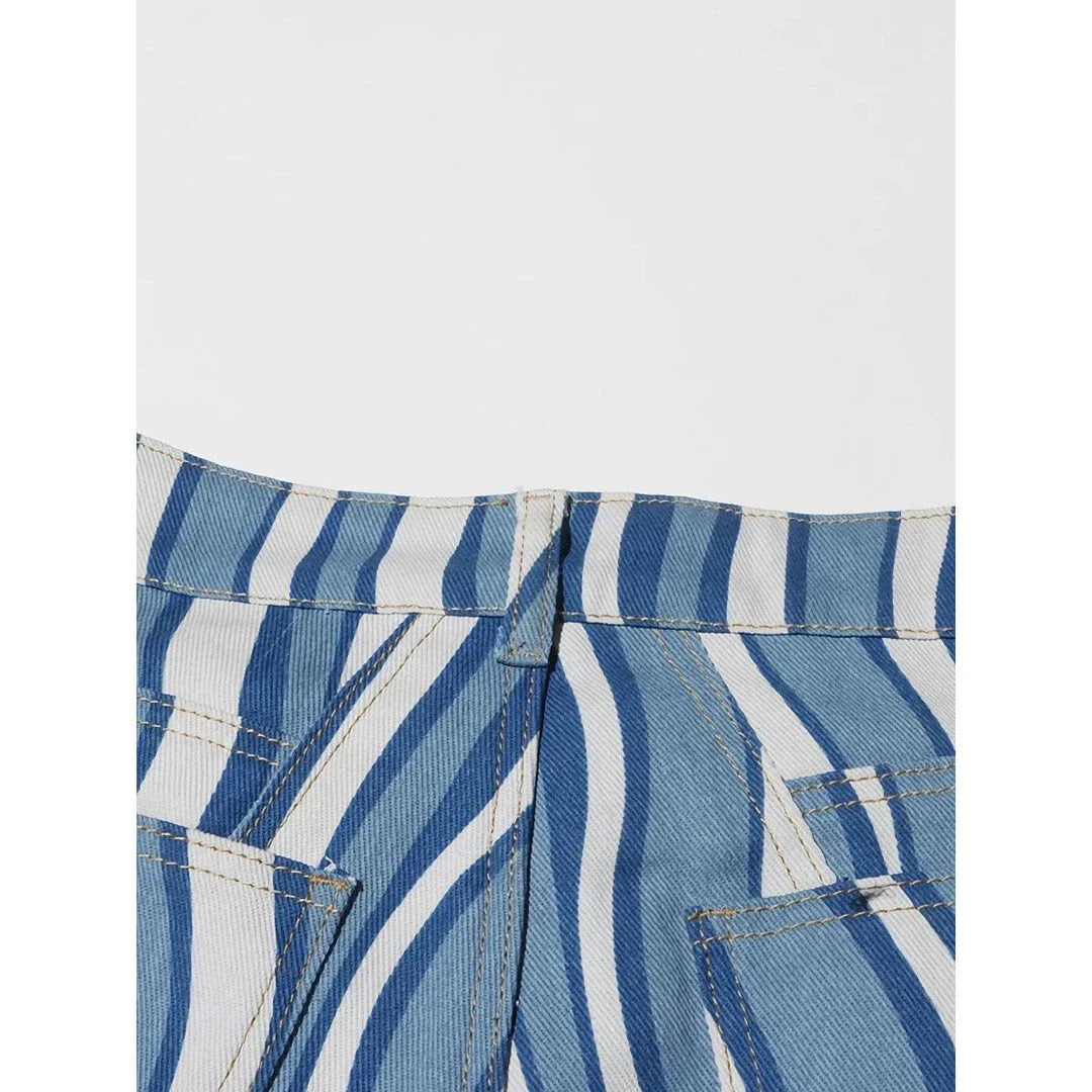 Versatile high-waist striped denim trousers in a modern, flattering design for Kiwi women's summer fashion