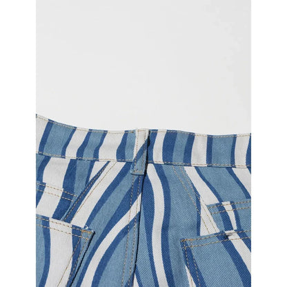 Versatile high-waist striped denim trousers in a modern, flattering design for Kiwi women's summer fashion