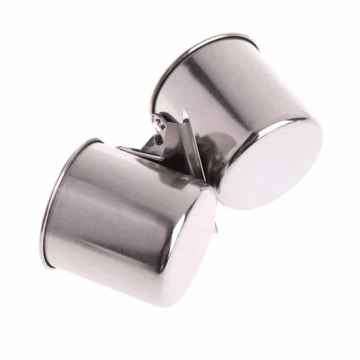 Premium stainless steel bird feeder with dual cups for food and water, featuring a secure clip for easy installation in your Kiwi backyard