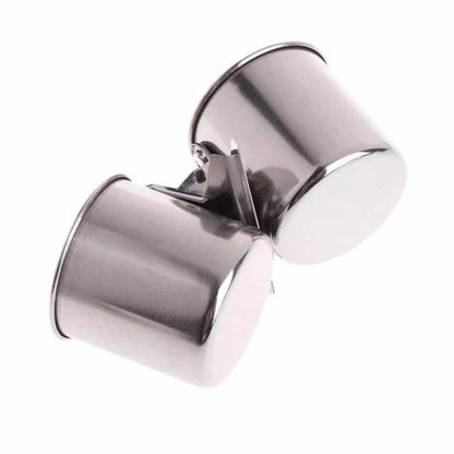 Premium stainless steel bird feeder with dual cups for food and water, featuring a secure clip for easy installation in your Kiwi backyard