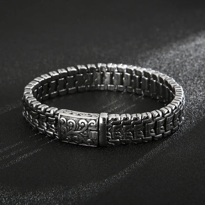 Titanium Steel Bracelet with Flower Design - Sleek and Stylish Accessory for New Zealand Men