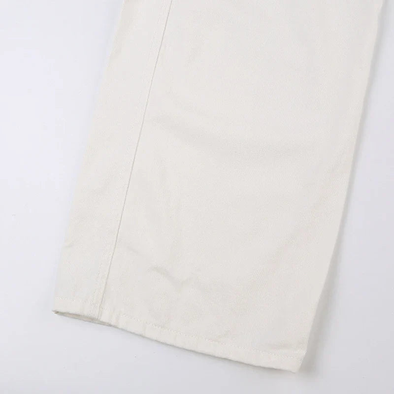 Durable multi-pocket straight leg jeans in white color, designed for the active Kiwi lifestyle