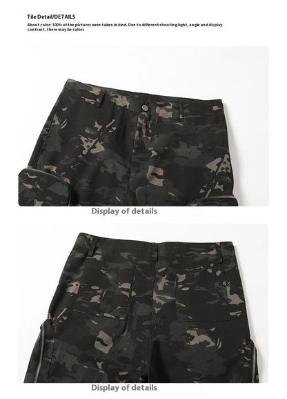 Amekaji-style workwear trousers in camouflage print with multi-pocket design, suitable for a variety of activities in the New Zealand lifestyle