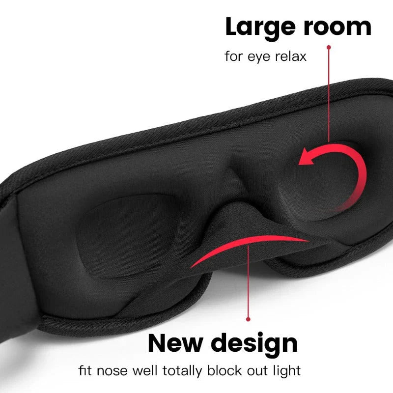 Soft, breathable 3D memory foam sleep mask in gray color providing total darkness and pressure relief for restful sleep