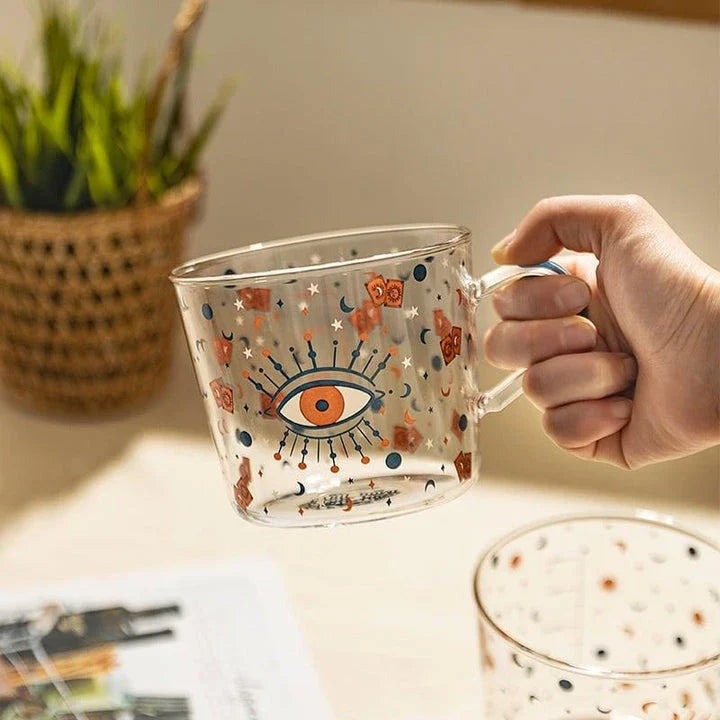 Boho Style Glass Tea Cup - Premium 500ml Capacity, Eco-Friendly Design, Perfect for Relaxing Tea Moments