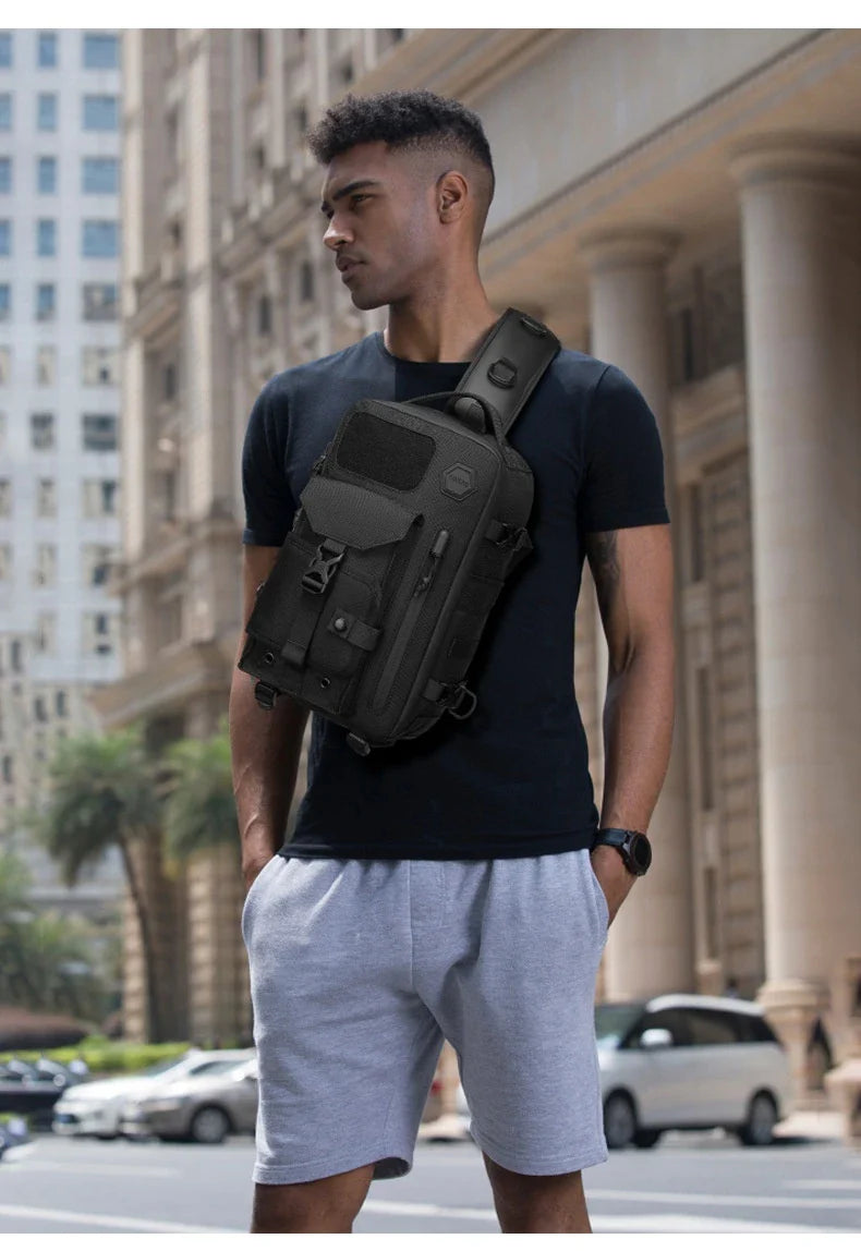 A rugged, waterproof crossbody bag with an adjustable, telescopic design for active Kiwi men