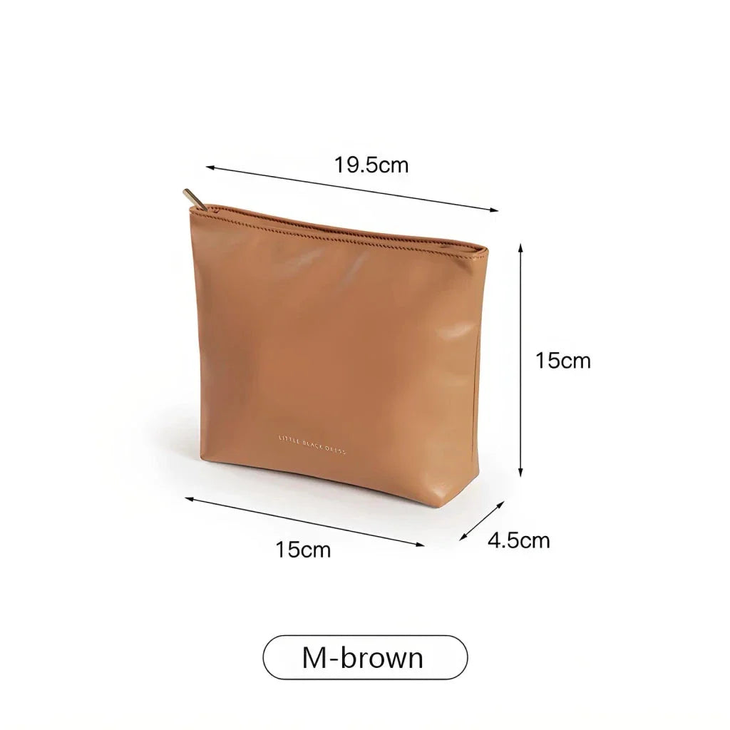 Eco-Friendly Multi-Purpose PU Organizer Bag in White and Brown Colors, Featuring Specialized Compartments for Organized Storage