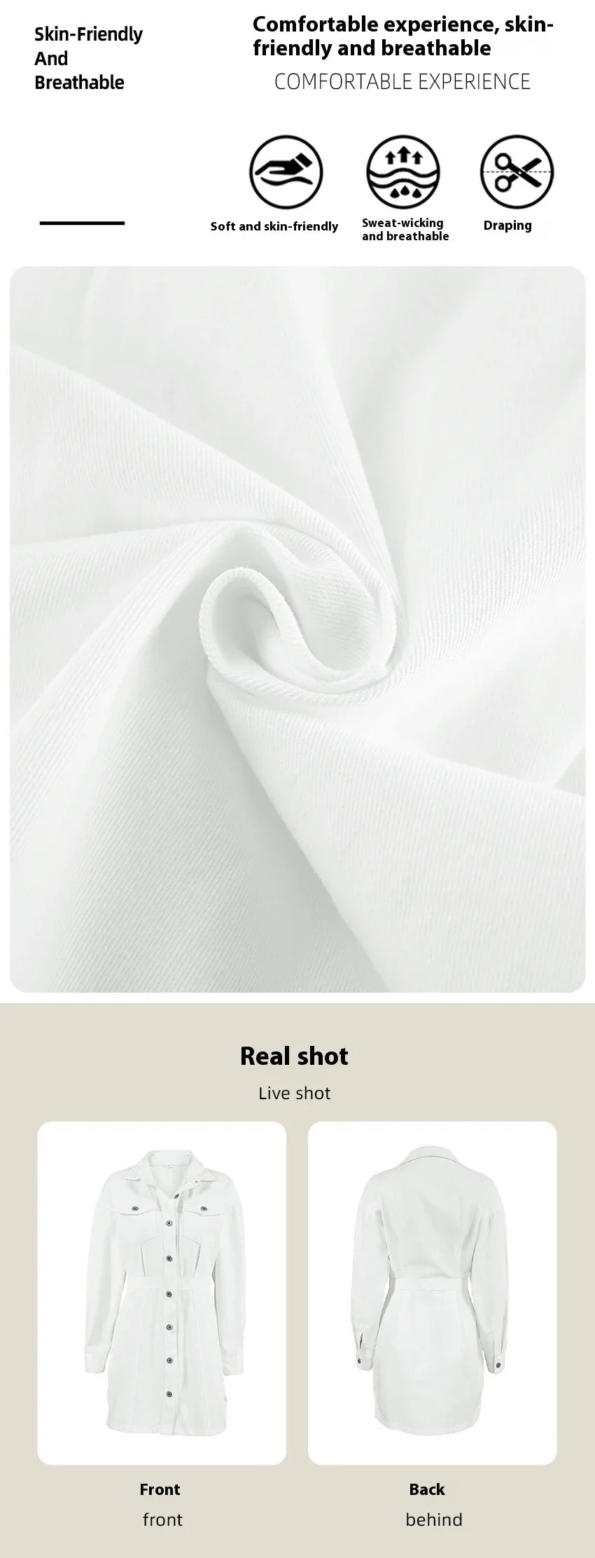 Stylish Commuter Dress in White - A sustainable and versatile wardrobe essential for the modern Kiwi woman