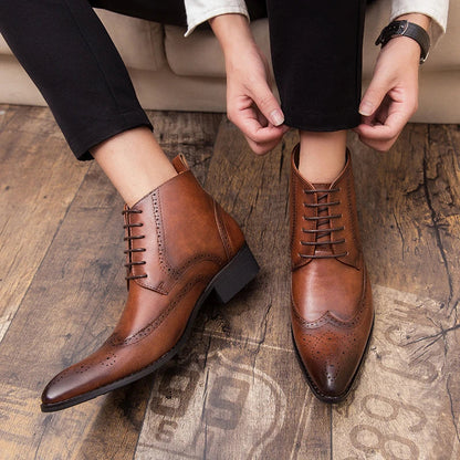 Stylish brown leather Martin boots with rubber soles, perfect for the Kiwi lifestyle