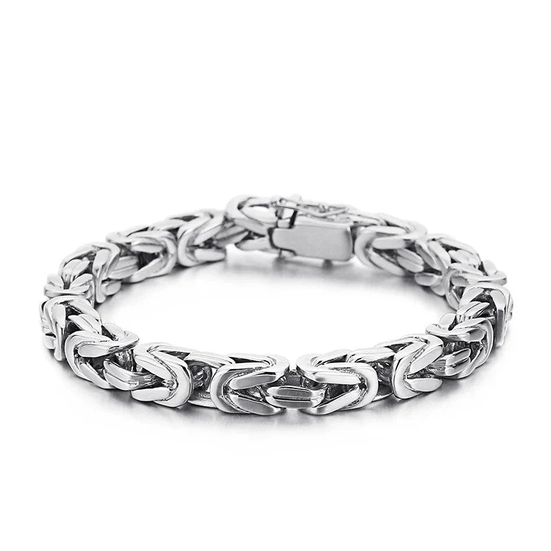 Stylish stainless steel square chain bracelet with an adjustable, electroplated finish - the perfect accessory for Kiwi men