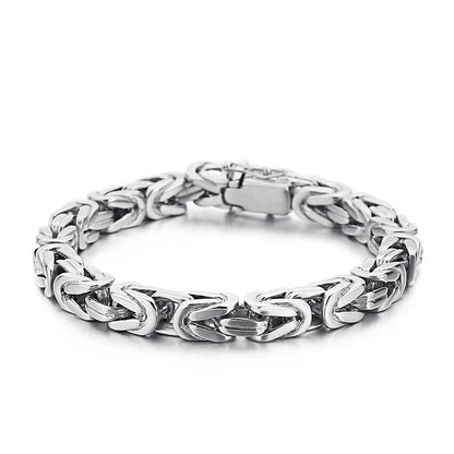 Stylish stainless steel square chain bracelet with an adjustable, electroplated finish - the perfect accessory for Kiwi men