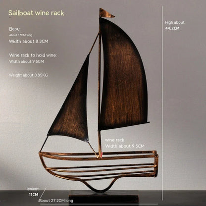 Stylish iron sailboat-shaped wine rack, a modern and nautical decor piece for Kiwi homes