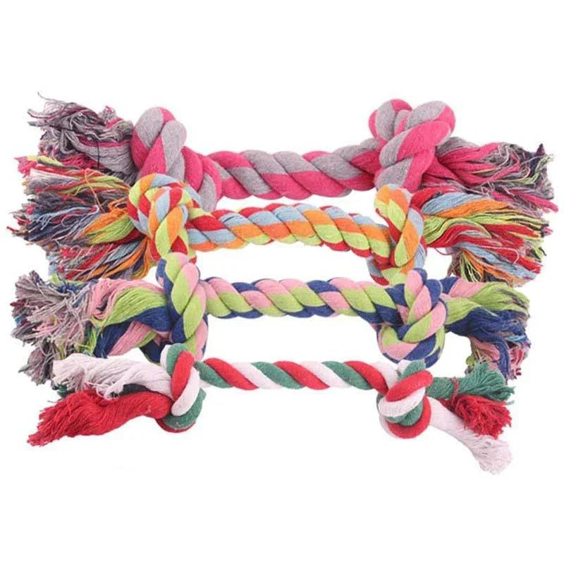 Colorful cotton rope toy for dogs in various sizes, designed for play and exercise for Kiwi canines
