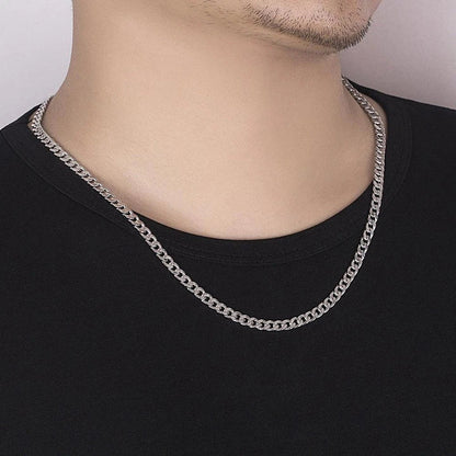 Stylish Cuban chain necklace with rhodium gold plating and silver buttons, a premium accessory for Kiwi fashion