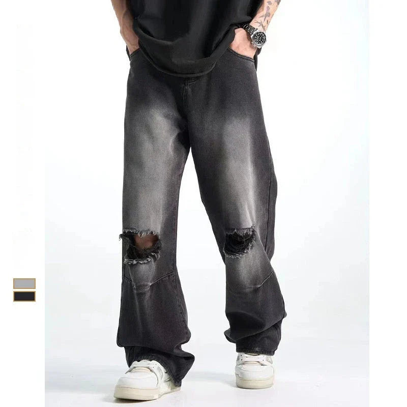 Versatile straight-leg slimming hiphop pants in light blue and black colors, available in sizes S to XXL