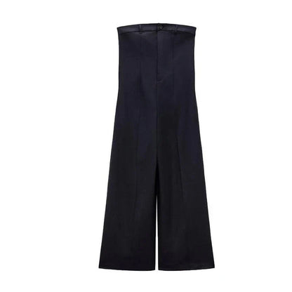 A stylish sea blue jumpsuit with contrast stitching and wide legs, a perfect combination of fashion and function.