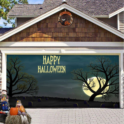 Halloween Hanging Cloth Garage Door Backdrop in abstract geometric pattern