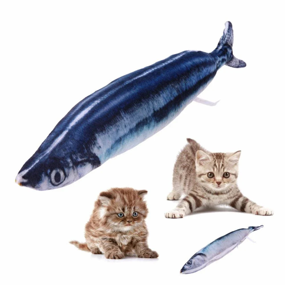 Kiwi-made plush fish toy for cats, designed to stimulate natural hunting instincts and provide a durable scratching surface