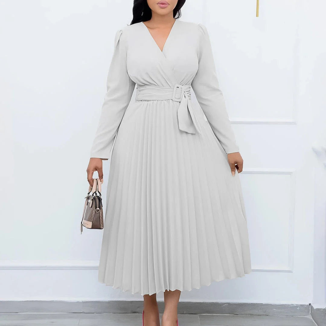 Stylish pleated Africa dress with lace-up detailing, available in various colours