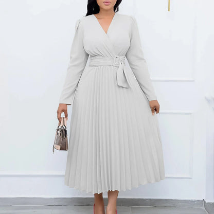 Stylish pleated Africa dress with lace-up detailing, available in various colours