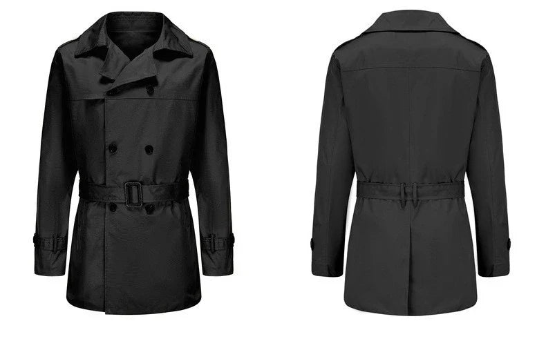 Men's Double-breasted Wool Coat in Light Gray, Black, Khaki, and Dark Brown Colors