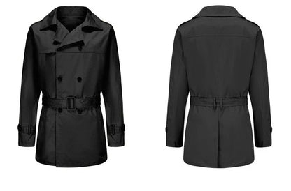 Men's Double-breasted Wool Coat in Light Gray, Black, Khaki, and Dark Brown Colors