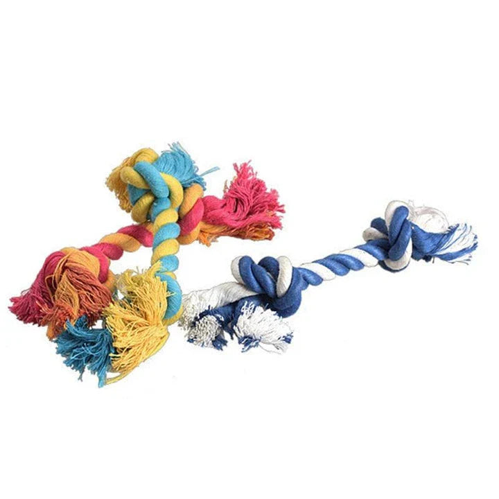 Eco-friendly cotton chew toy with braided design for dogs, made in New Zealand