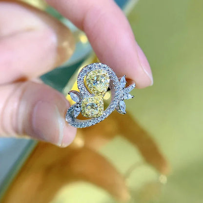 925 Silver Ring with Shimmering Yellow Diamond Accent - Elegant Fashion Accessory for Kiwis