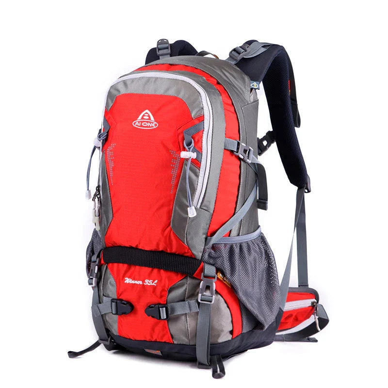 Durable outdoor backpack with waterproof construction, rain cover, and multiple compartments for organised adventuring