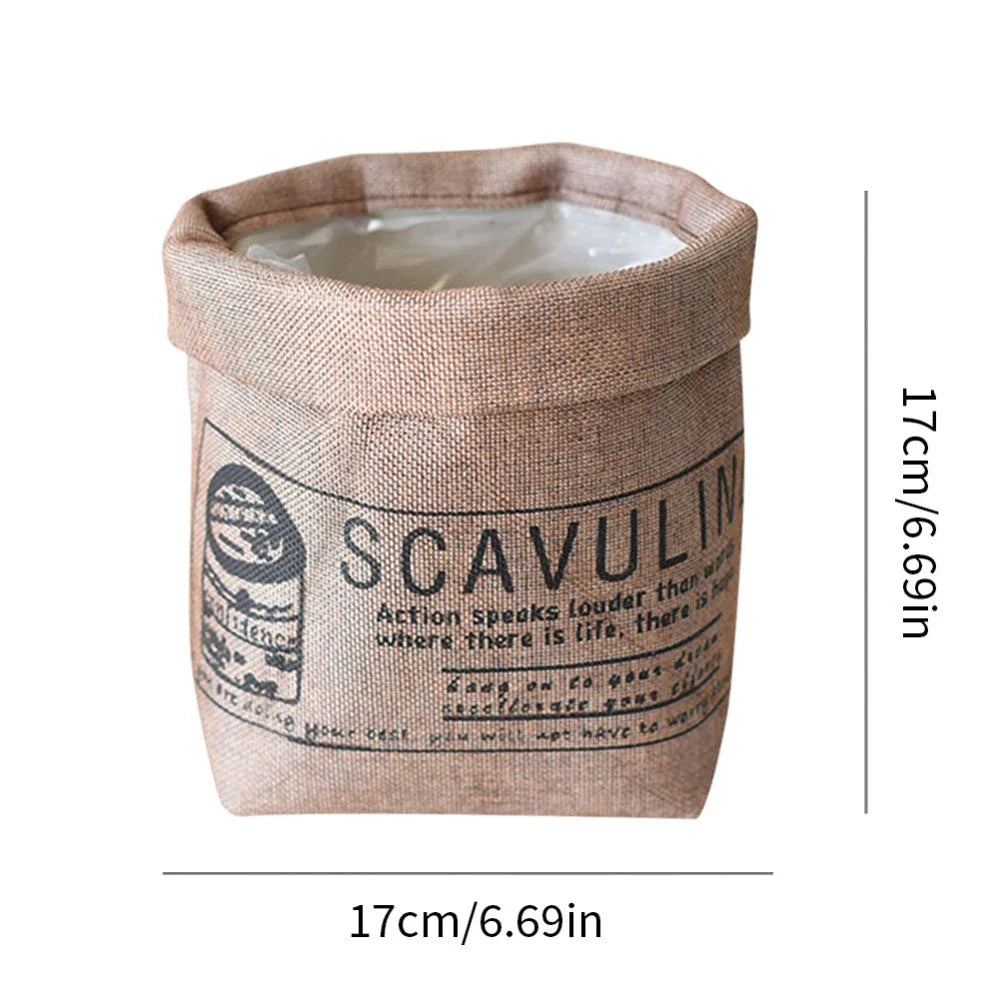 Fabric Flower Pot Cover and Storage Bag in Cream White Color, Versatile Home Decor and Organizer for Kiwi Homes