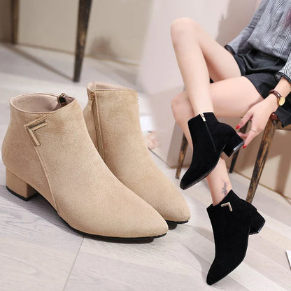 Stylish and comfortable Chelsea boots with pointed toe and low chunky heel, made with premium materials for everyday wear