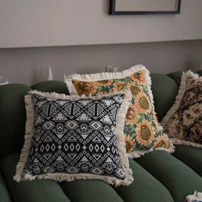 Stylish Jacquard Cushion Cover in vibrant floral and plant patterns, perfect for adding a touch of Kiwi charm to your home or car