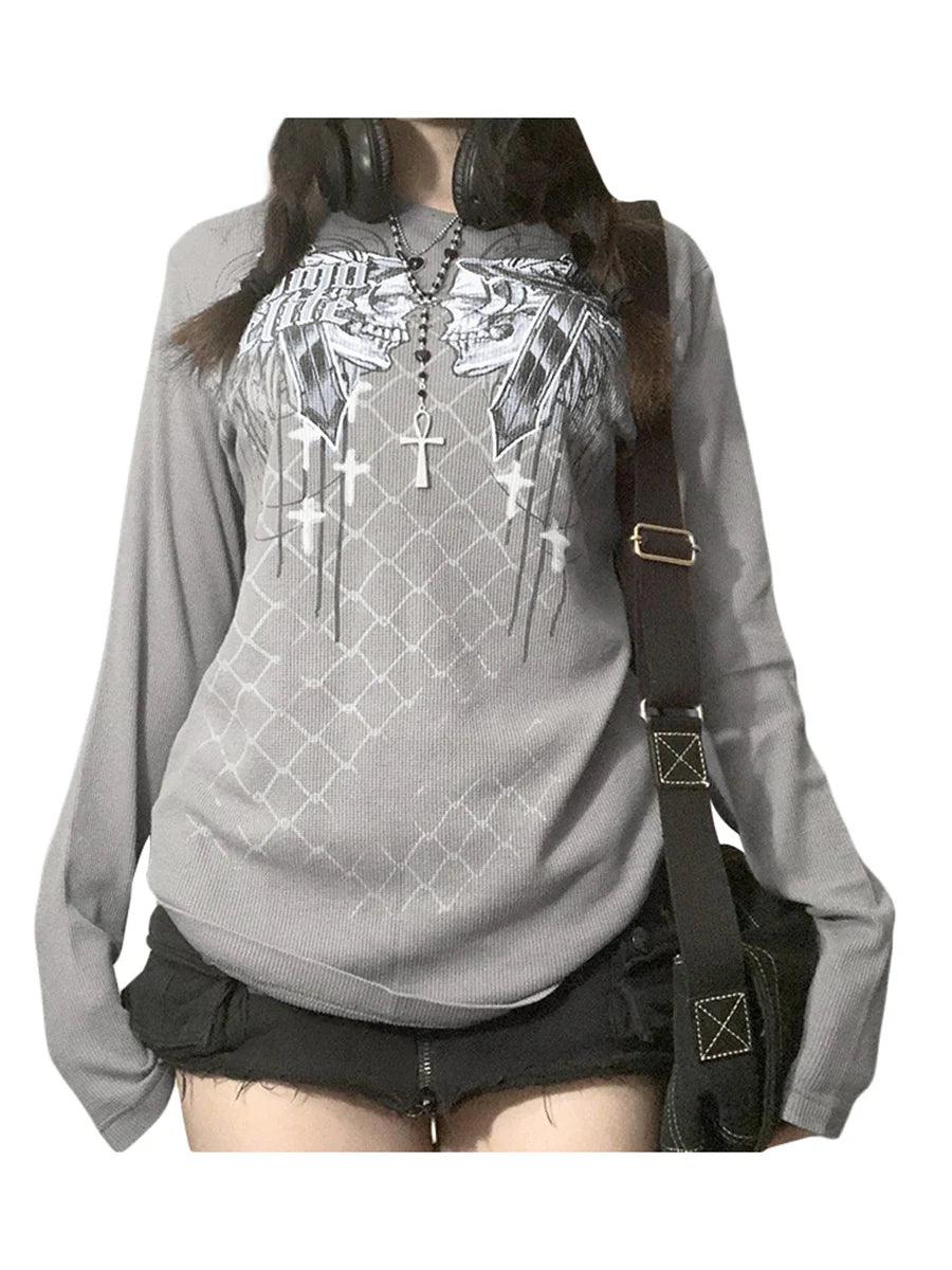 Women's pullover with skull print design, perfect for casual Halloween celebrations in New Zealand