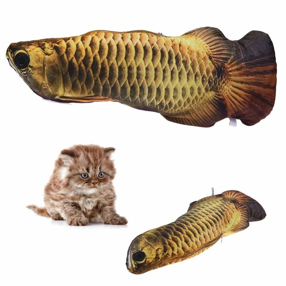 Kiwi-made plush fish toy for cats, designed to stimulate natural hunting instincts and provide a durable scratching surface