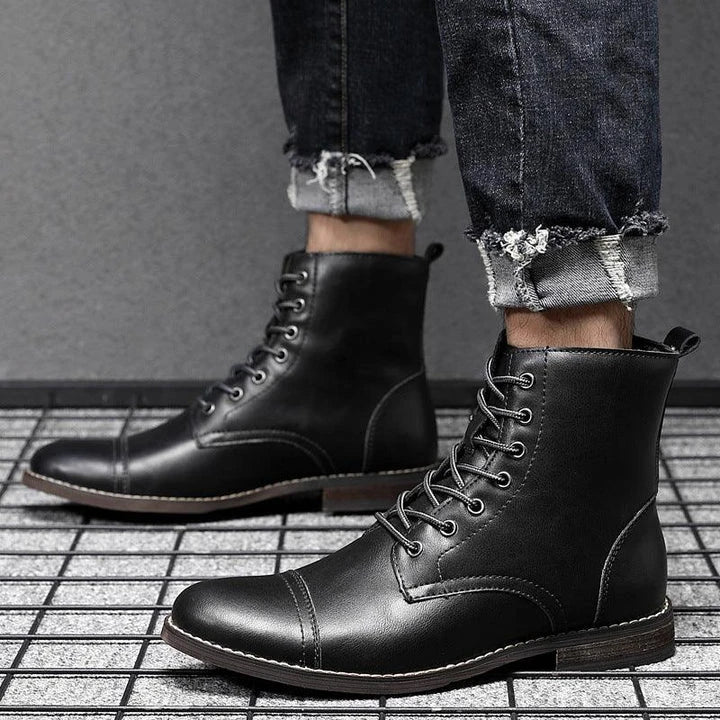 Premium leather Martin boots with a retro-inspired design, perfect for the modern Kiwi bloke