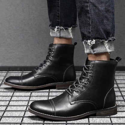 Premium leather Martin boots with a retro-inspired design, perfect for the modern Kiwi bloke